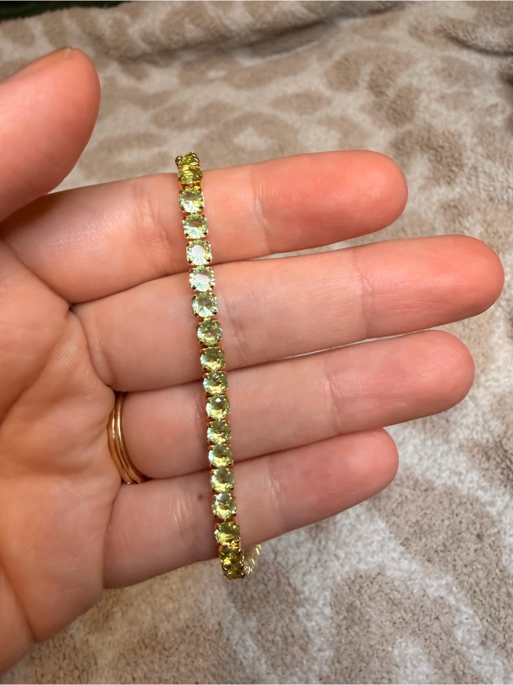 Gold-Tone Peridot Tennis Bracelet
